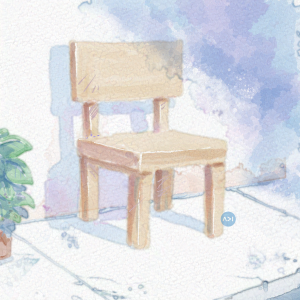 watercolor painting of a chair against a wall