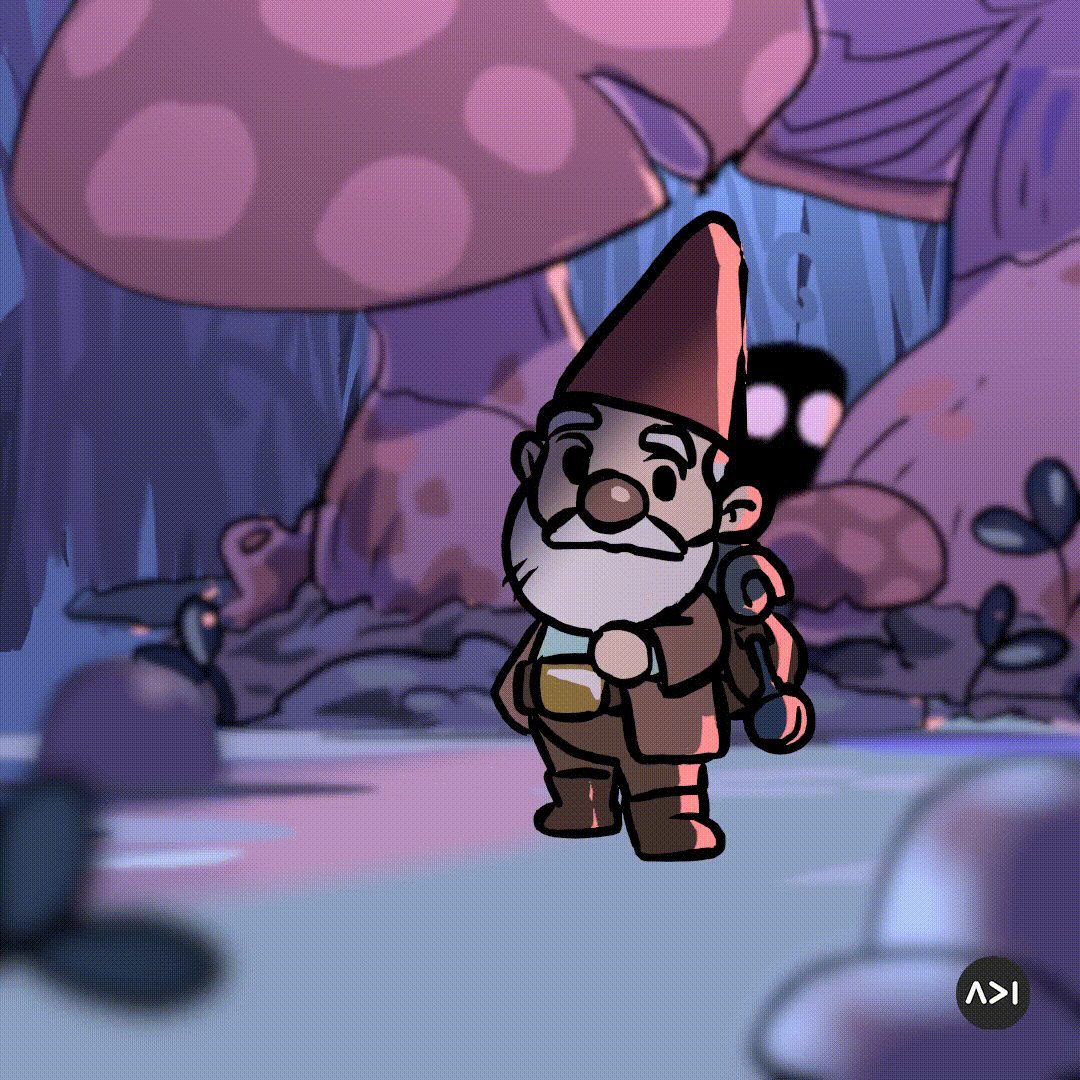 Grease pencil gnome in dark woods